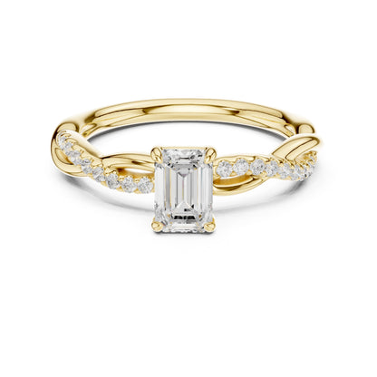 Emerald Lab Grown Diamond Side-Stone Engagement Ring