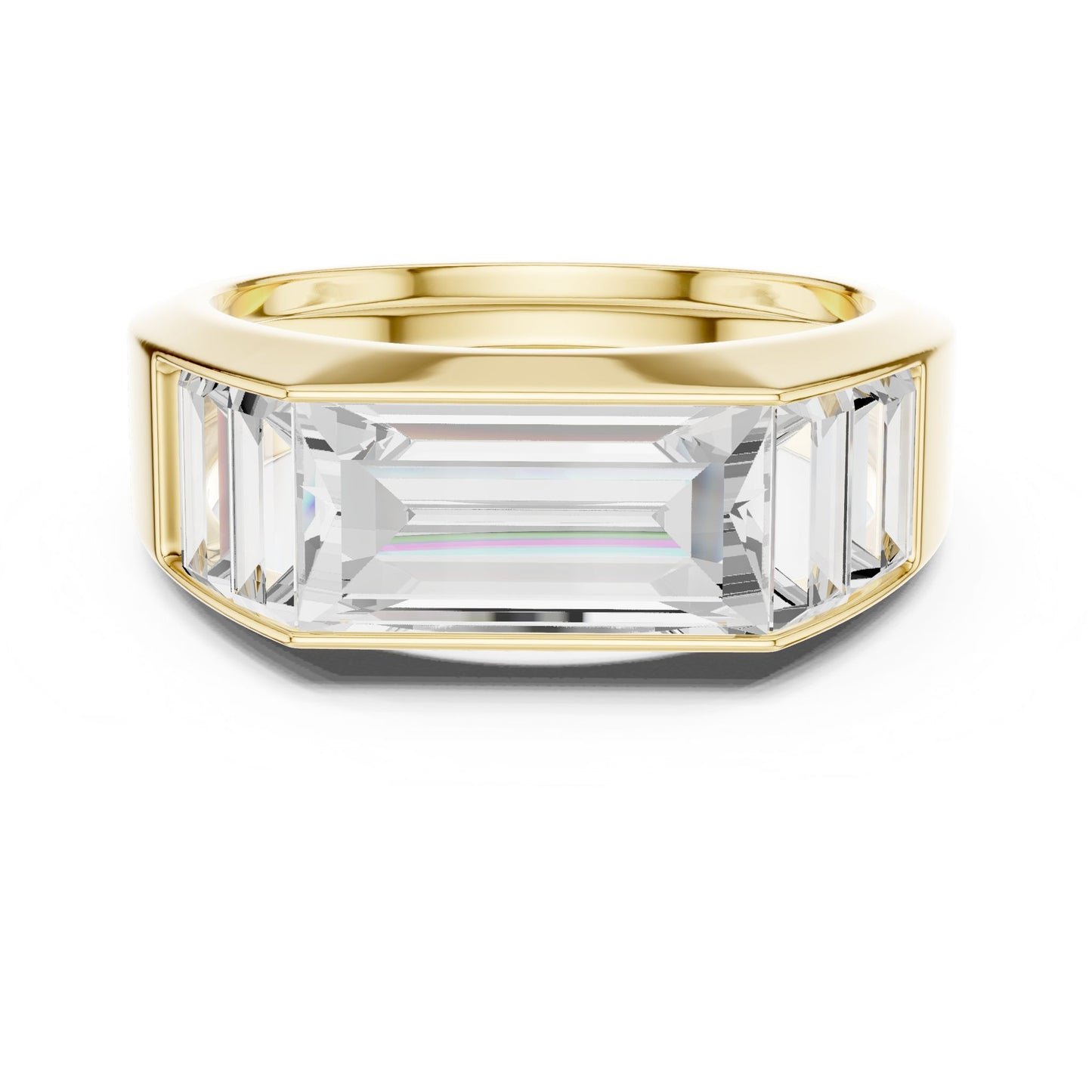 Men's Emerald Lab Grown Diamond Side-Stone Ring