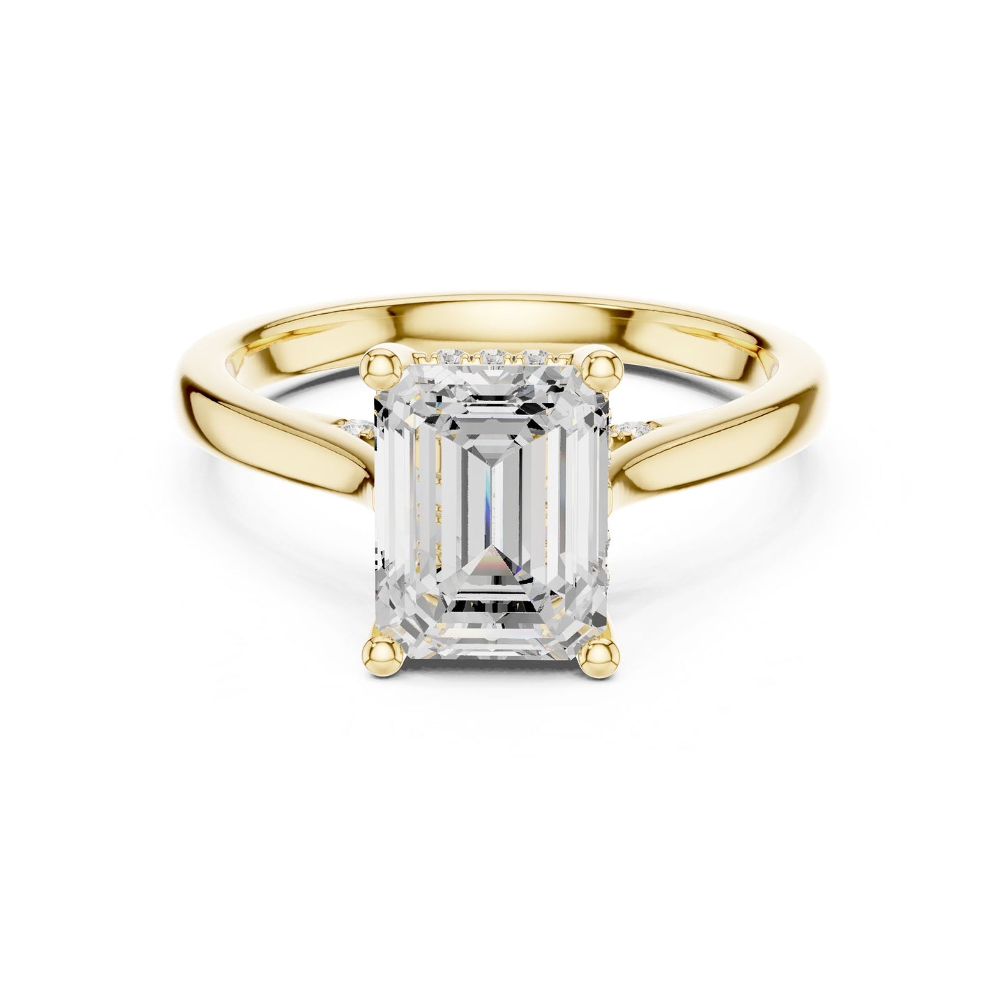 Emerald Lab Grown Diamond Side-Stone Engagement Ring