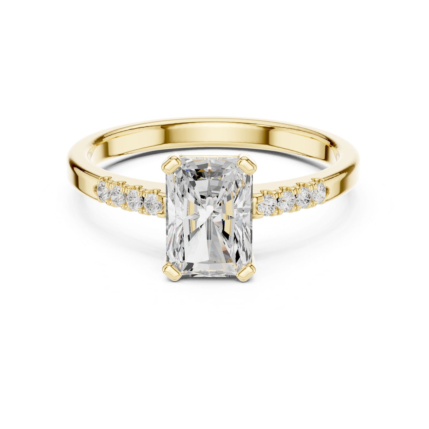 Emerald Lab Grown Diamond Side-Stone Engagement Ring