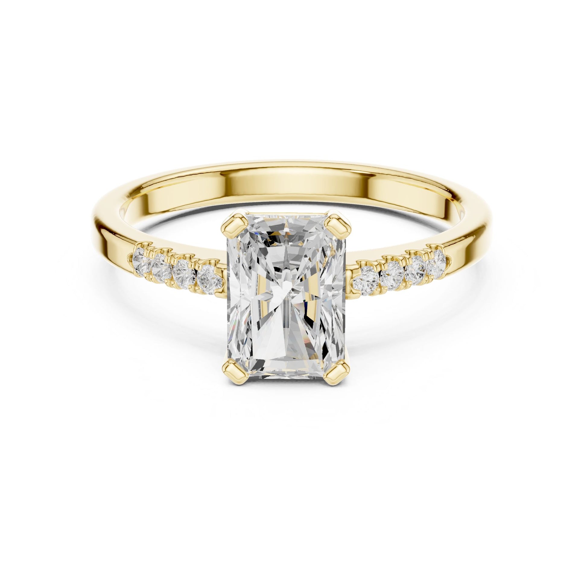 Emerald Lab Grown Diamond Side-Stone Engagement Ring