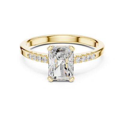 Emerald Lab Grown Diamond Side-Stone Engagement Ring