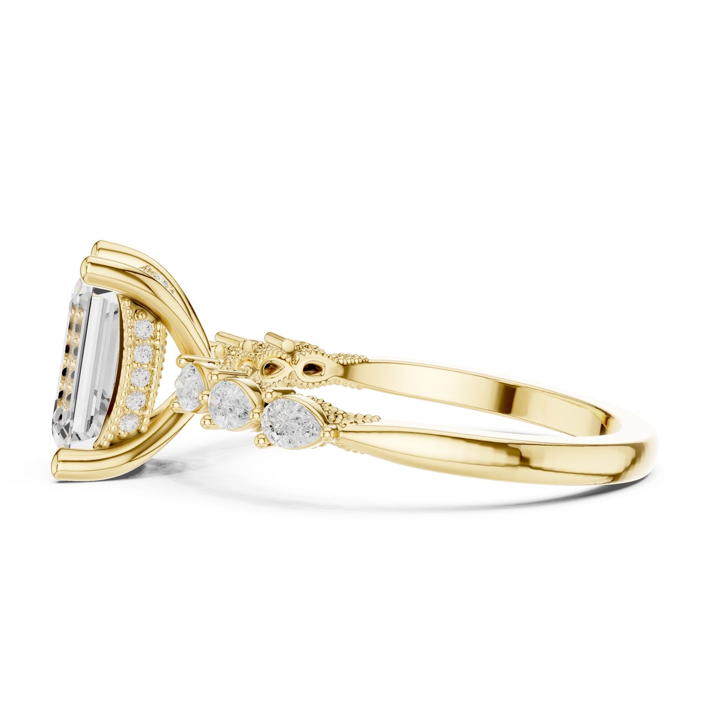 Emerald Lab Grown Diamond Side-Stone Engagement Ring