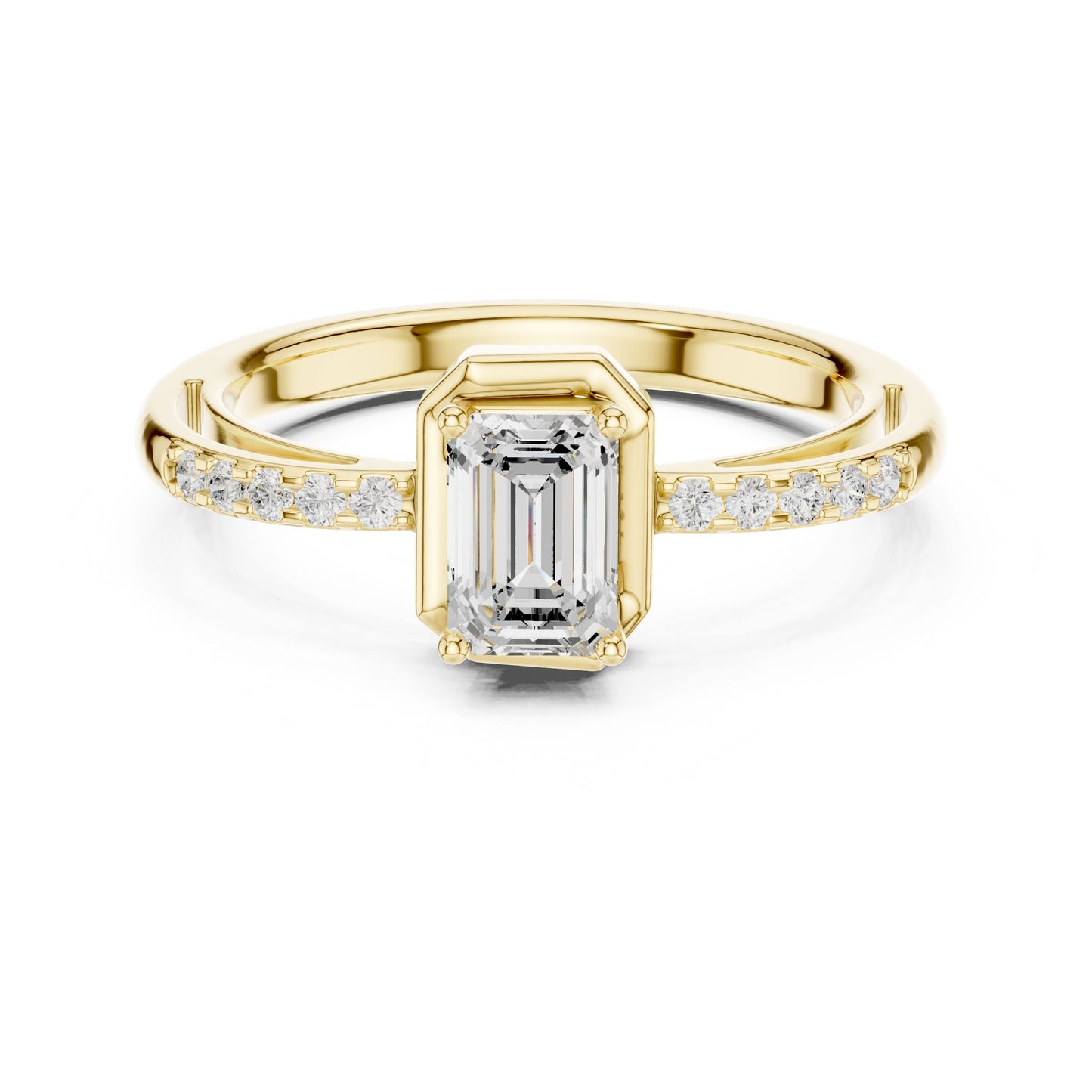 Emerald Lab Grown Diamond Side-Stone Engagement Ring
