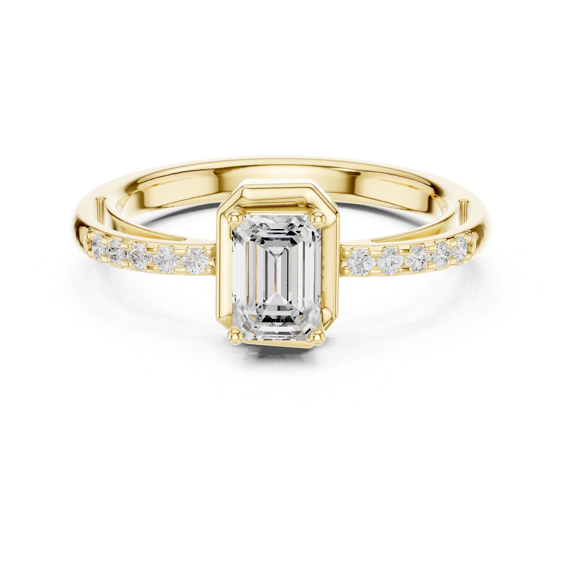 Emerald Lab Grown Diamond Side-Stone Engagement Ring