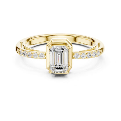 Emerald Lab Grown Diamond Side-Stone Engagement Ring