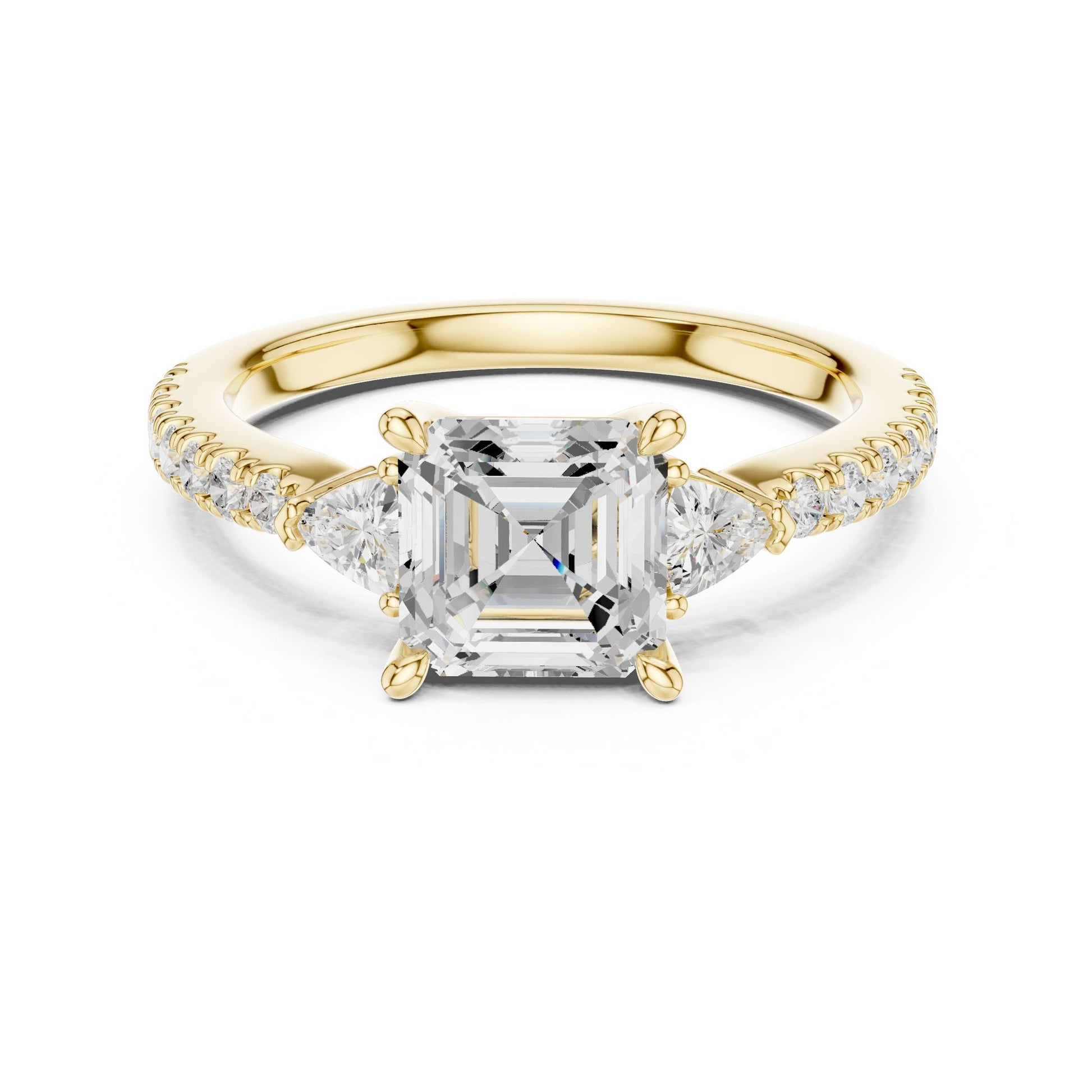 Emerald Lab Grown Diamond Side-Stone Engagement Ring
