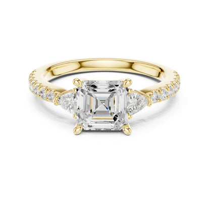 Emerald Lab Grown Diamond Side-Stone Engagement Ring