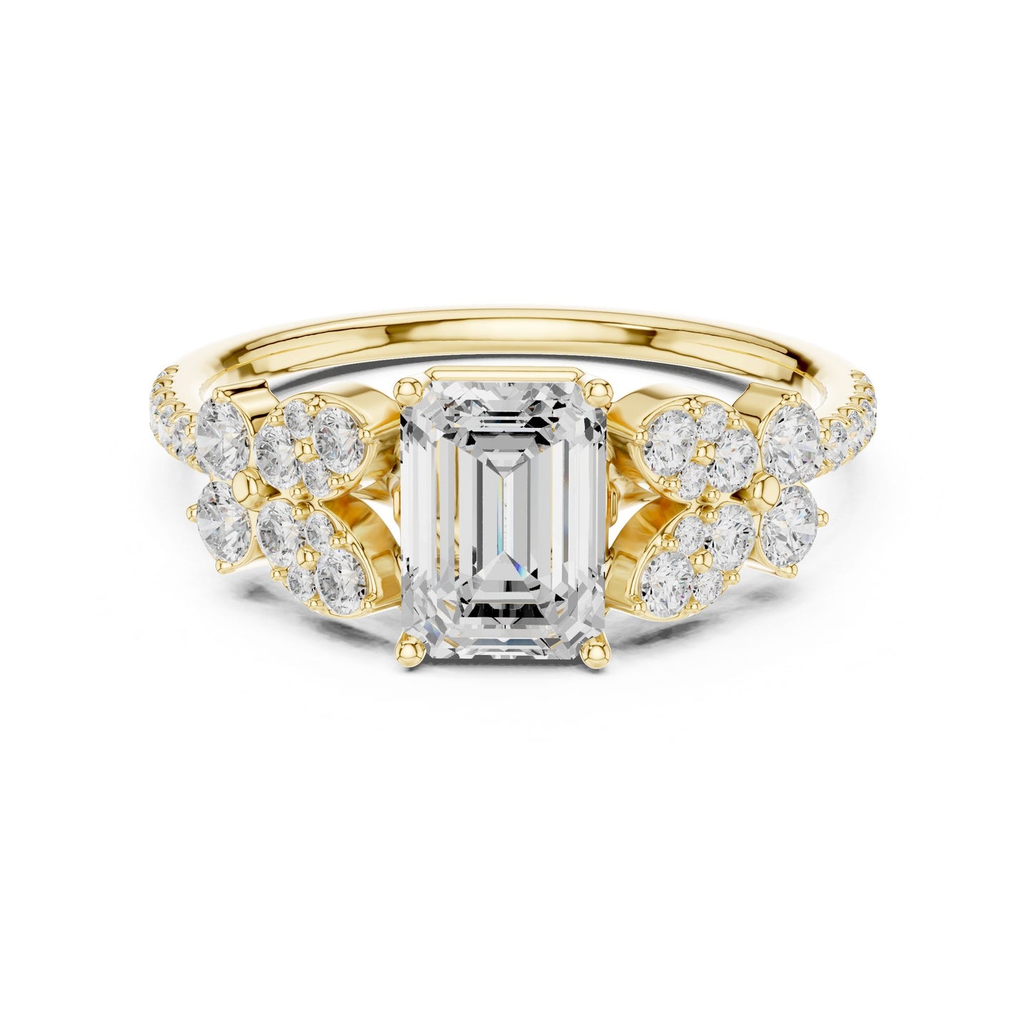 Emerald Lab Grown Diamond Side-Stone Engagement Ring