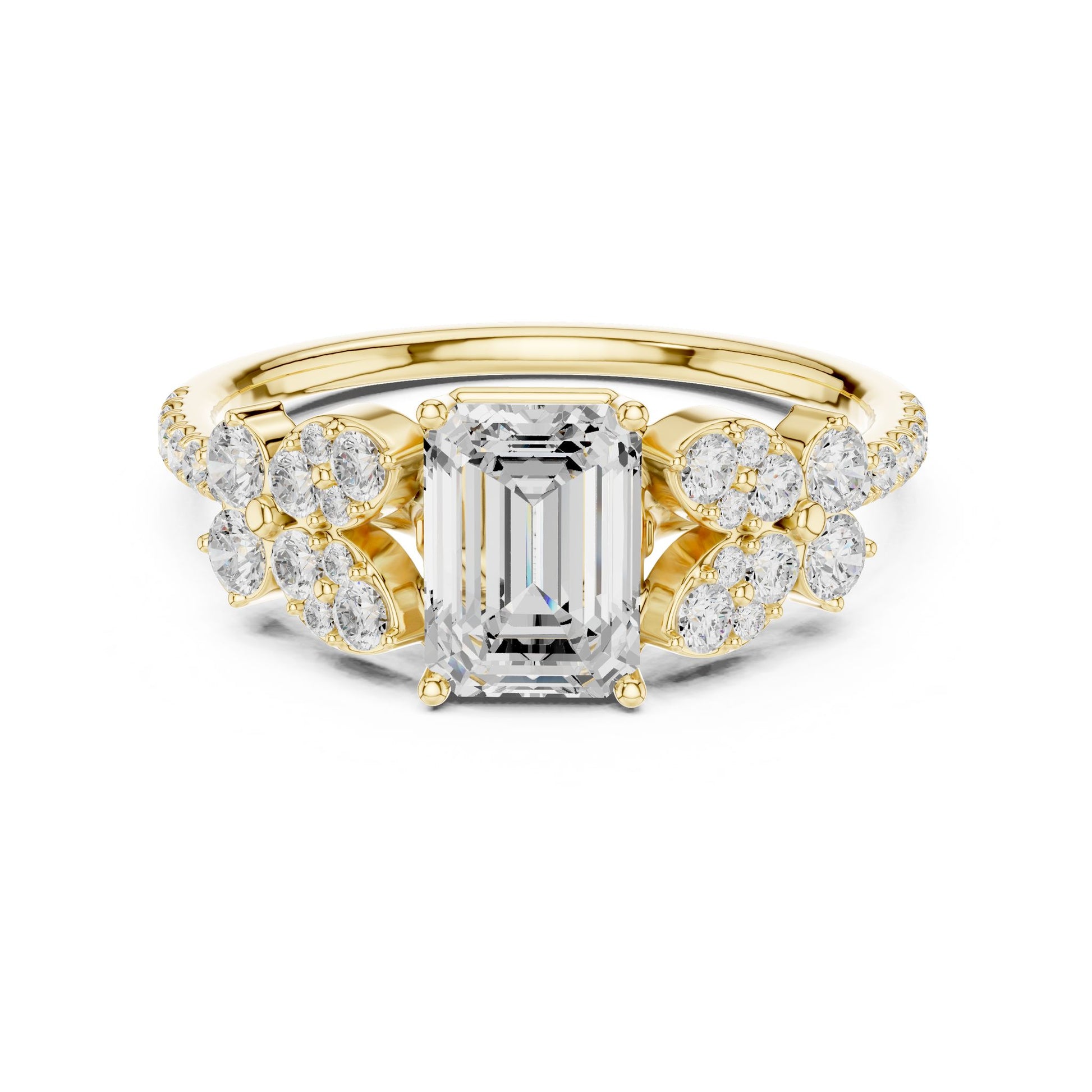 Emerald Lab Grown Diamond Side-Stone Engagement Ring