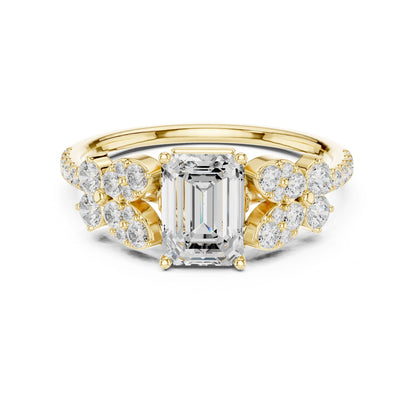 Emerald Lab Grown Diamond Side-Stone Engagement Ring