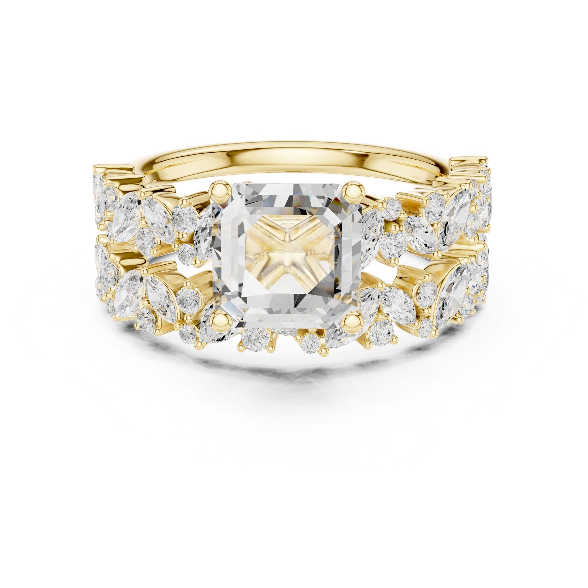Emerald Lab Grown Diamond Side-Stone Engagement Ring