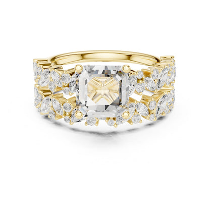 Emerald Lab Grown Diamond Side-Stone Engagement Ring