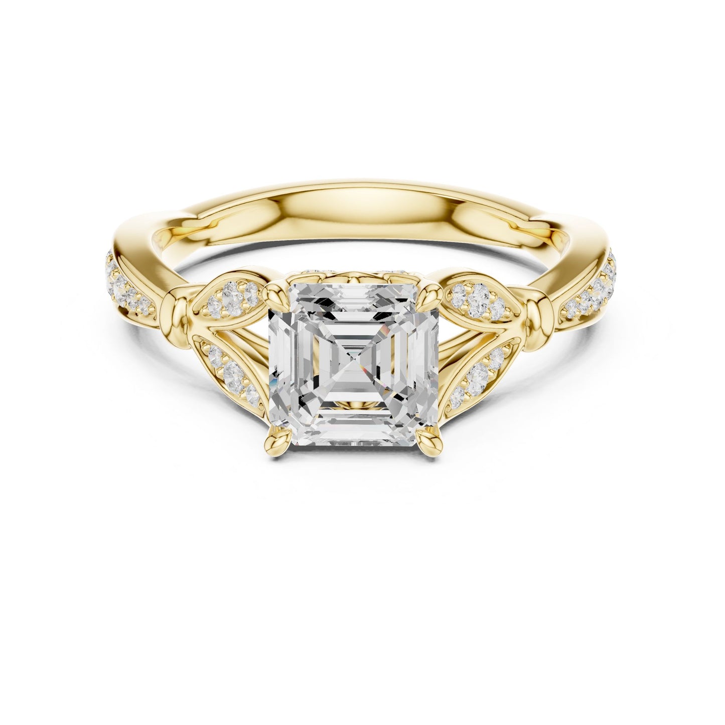 Emerald Lab Grown Diamond Side-Stone Engagement Ring