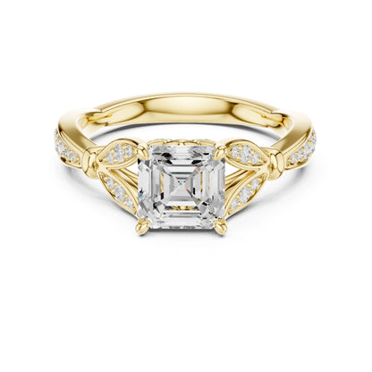 Emerald Lab Grown Diamond Side-Stone Engagement Ring
