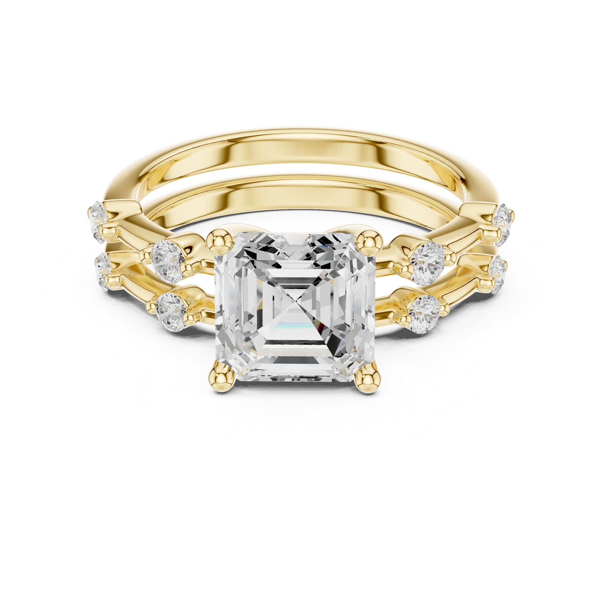 Emerald Lab Grown Diamond Side-Stone Engagement Ring