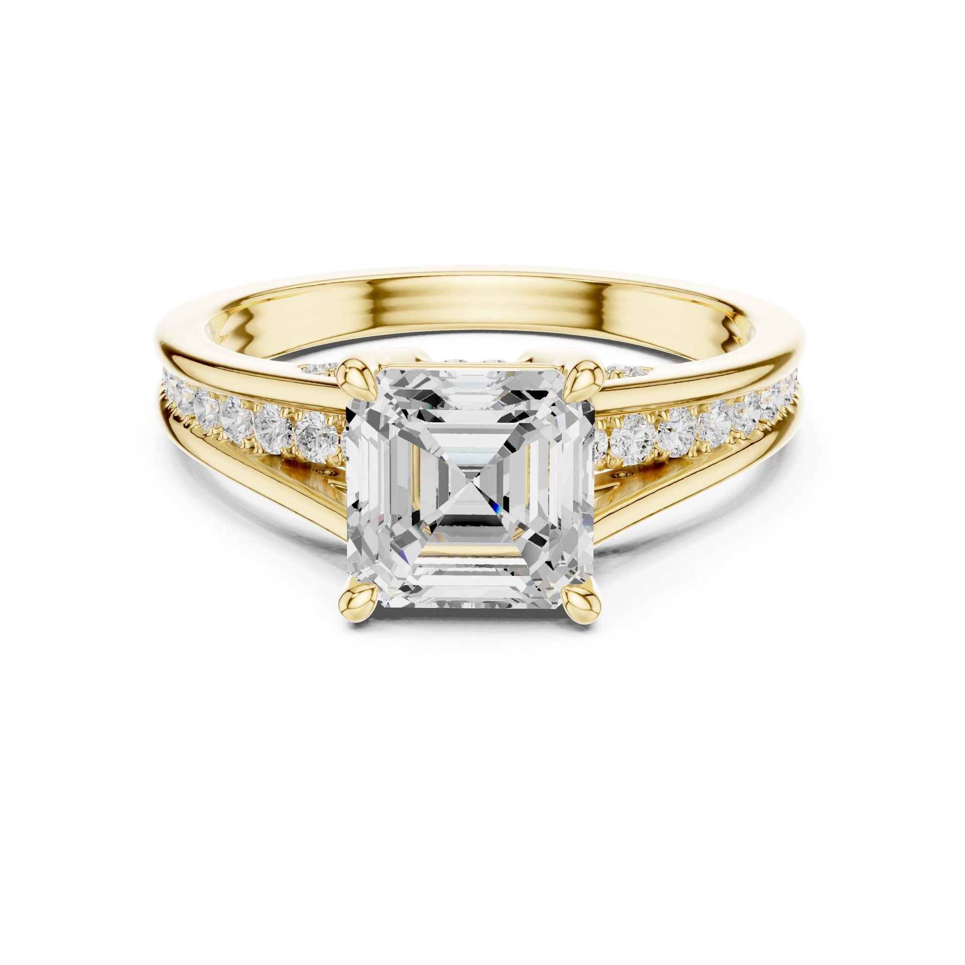 Emerald Lab Grown Diamond Side-Stone Engagement Ring