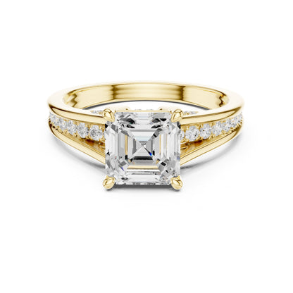 Emerald Lab Grown Diamond Side-Stone Engagement Ring