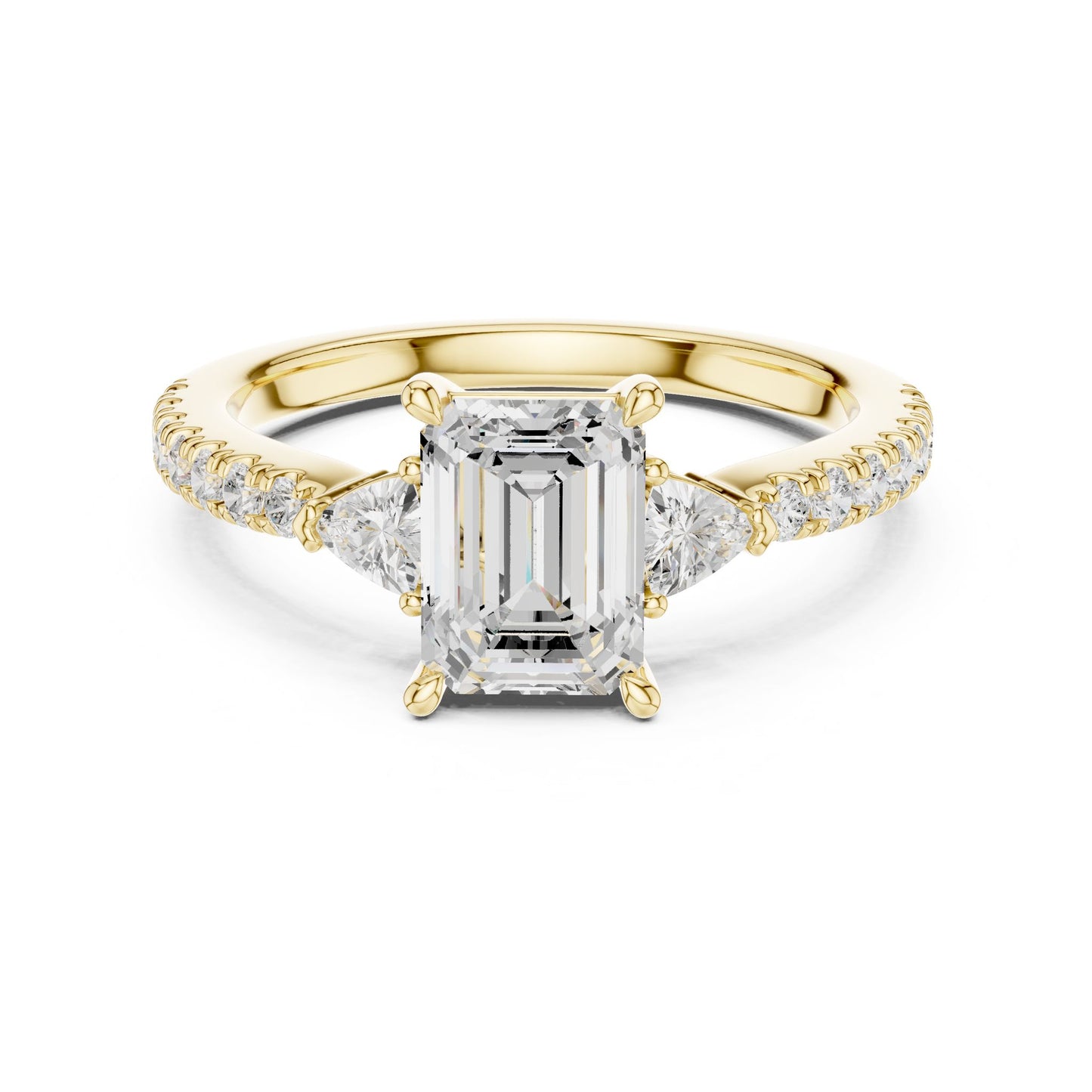 Emerald Lab Grown Diamond Side-Stone Engagement Ring