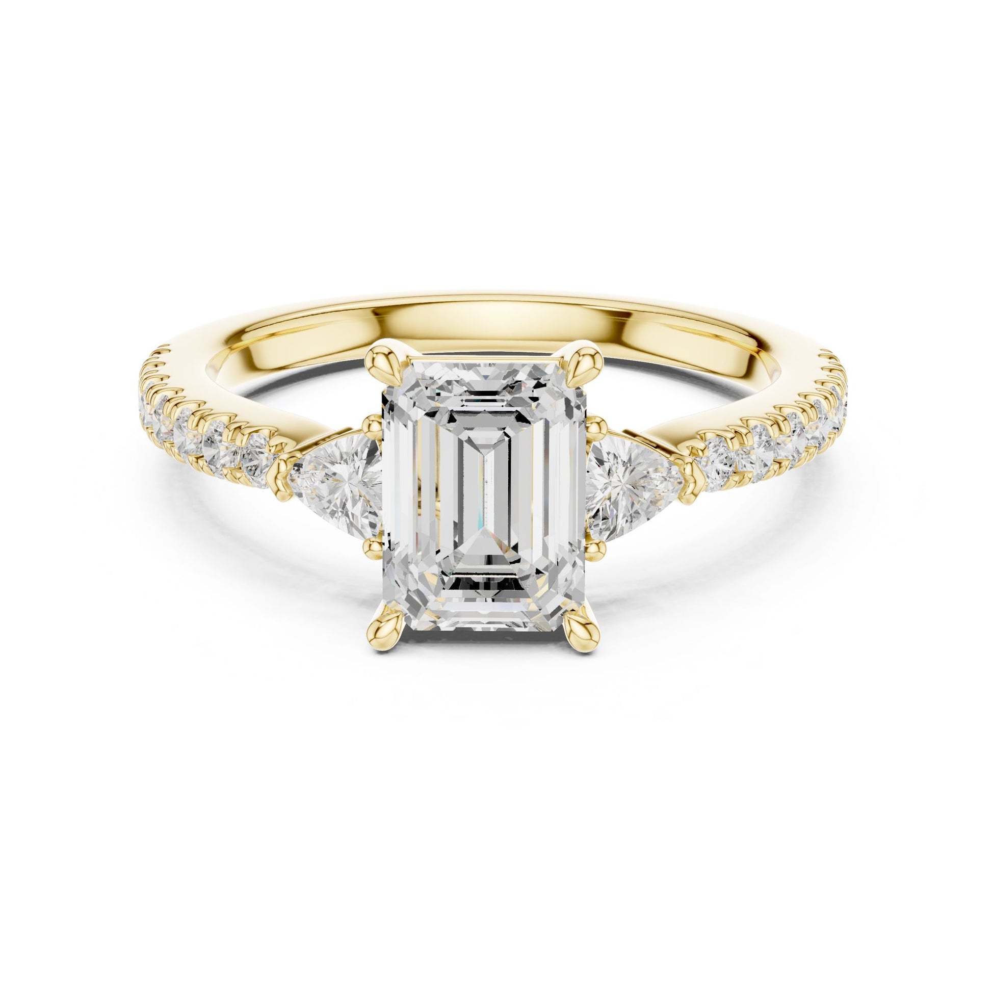 Emerald Lab Grown Diamond Side-Stone Engagement Ring