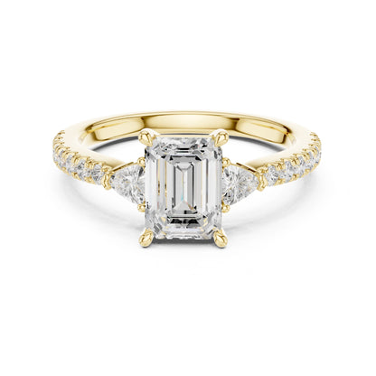 Emerald Lab Grown Diamond Side-Stone Engagement Ring
