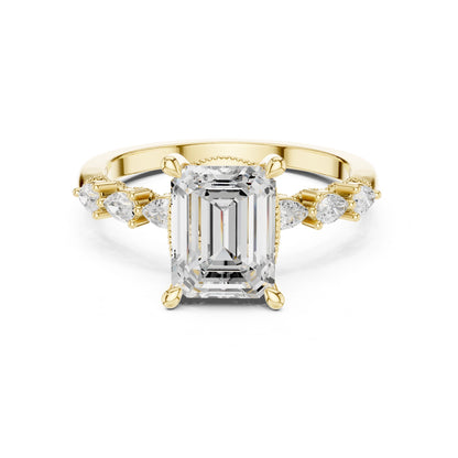 Emerald Lab Grown Diamond Side-Stone Engagement Ring
