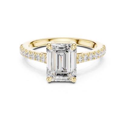 Emerald Lab Grown Diamond Side-Stone Engagement Ring