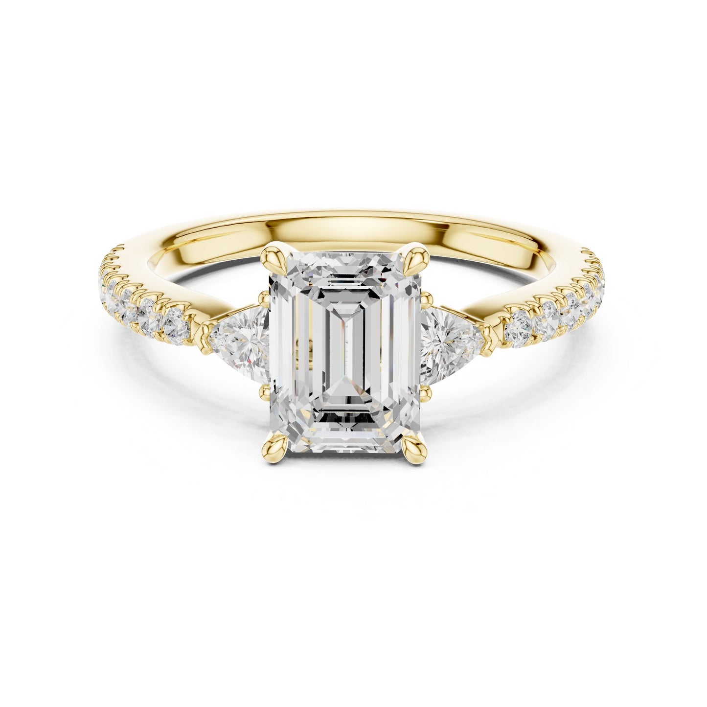 Emerald Lab Grown Diamond Side-Stone Engagement Ring