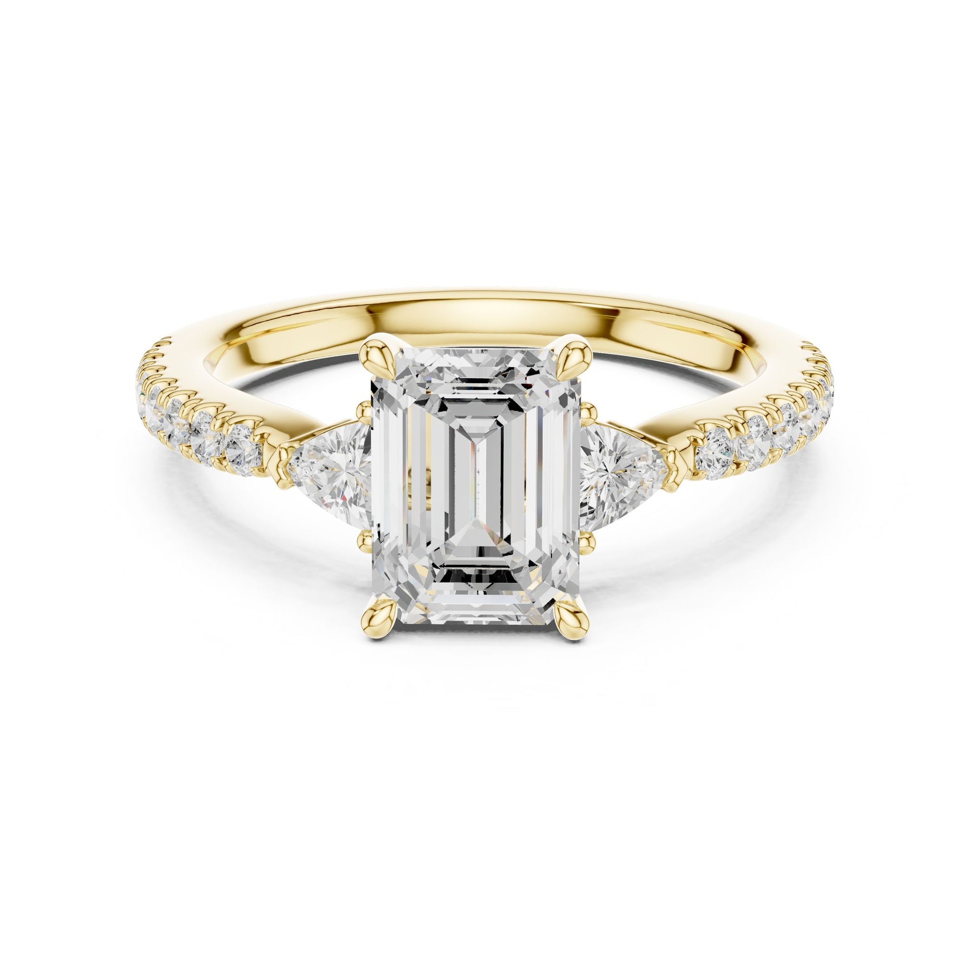 Emerald Lab Grown Diamond Side-Stone Engagement Ring