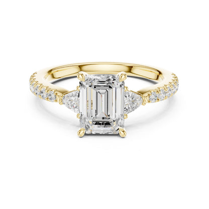 Emerald Lab Grown Diamond Side-Stone Engagement Ring