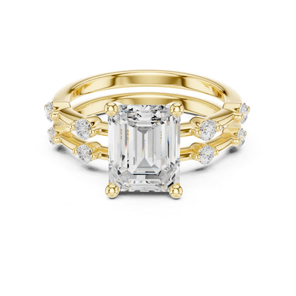Emerald Lab Grown Diamond Side-Stone Engagement Ring