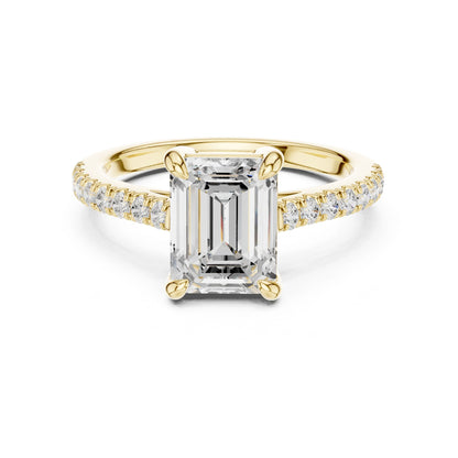 Emerald Lab Grown Diamond Side-Stone Engagement Ring