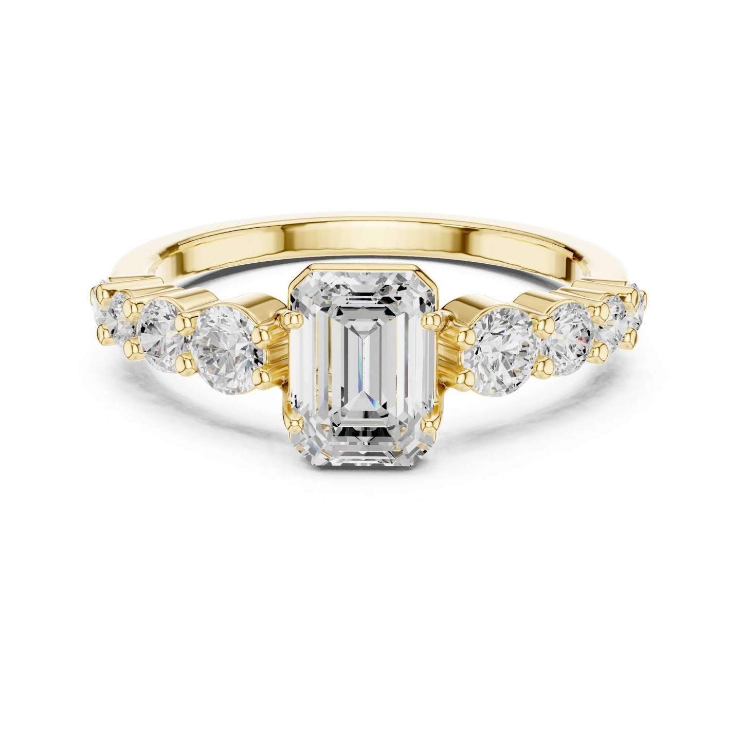 Emerald Lab Grown Diamond Side-Stone Engagement Ring