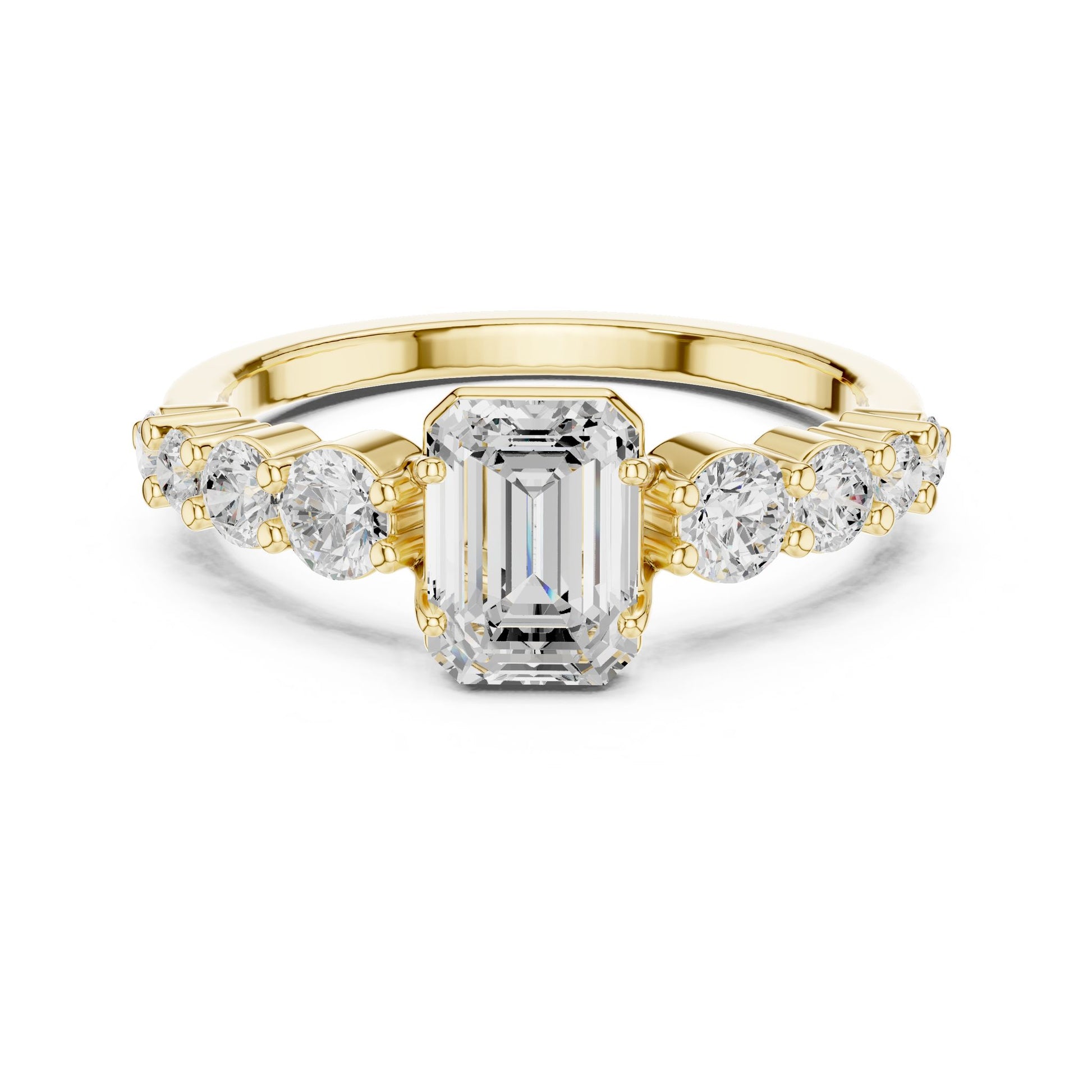 Emerald Lab Grown Diamond Side-Stone Engagement Ring