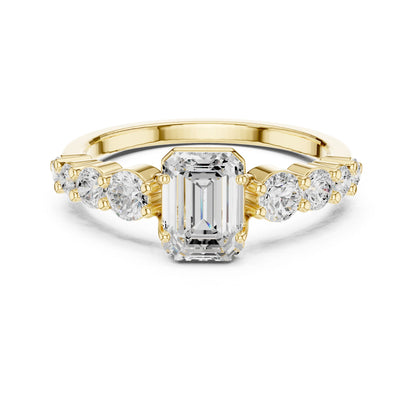 Emerald Lab Grown Diamond Side-Stone Engagement Ring