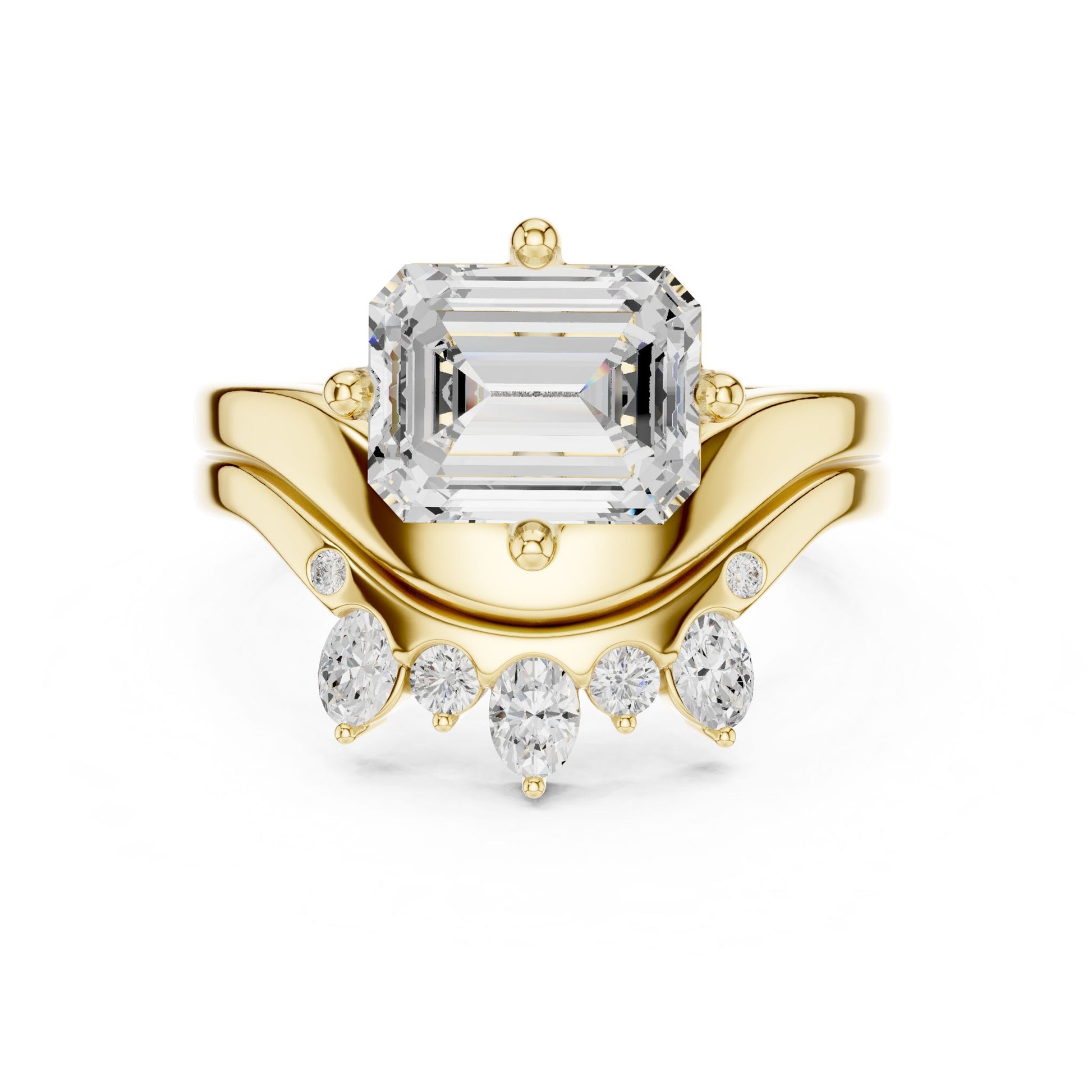 Emerald Lab Grown Diamond Side-Stone Engagement Ring