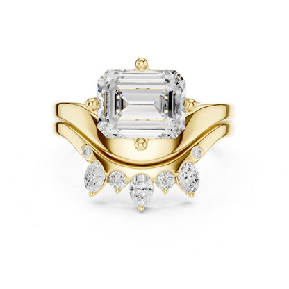 Emerald Lab Grown Diamond Side-Stone Engagement Ring