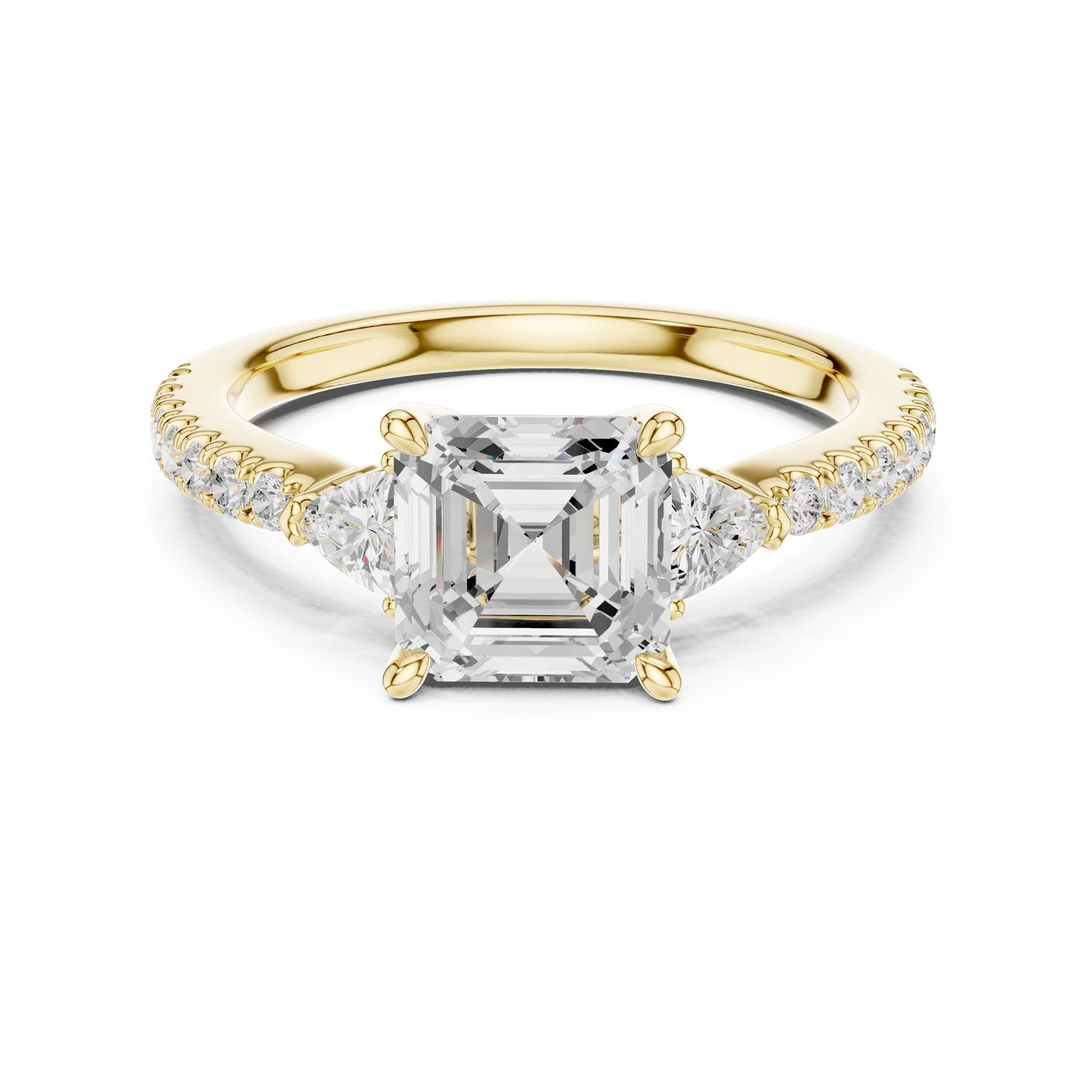 Emerald Lab Grown Diamond Side-Stone Engagement Ring