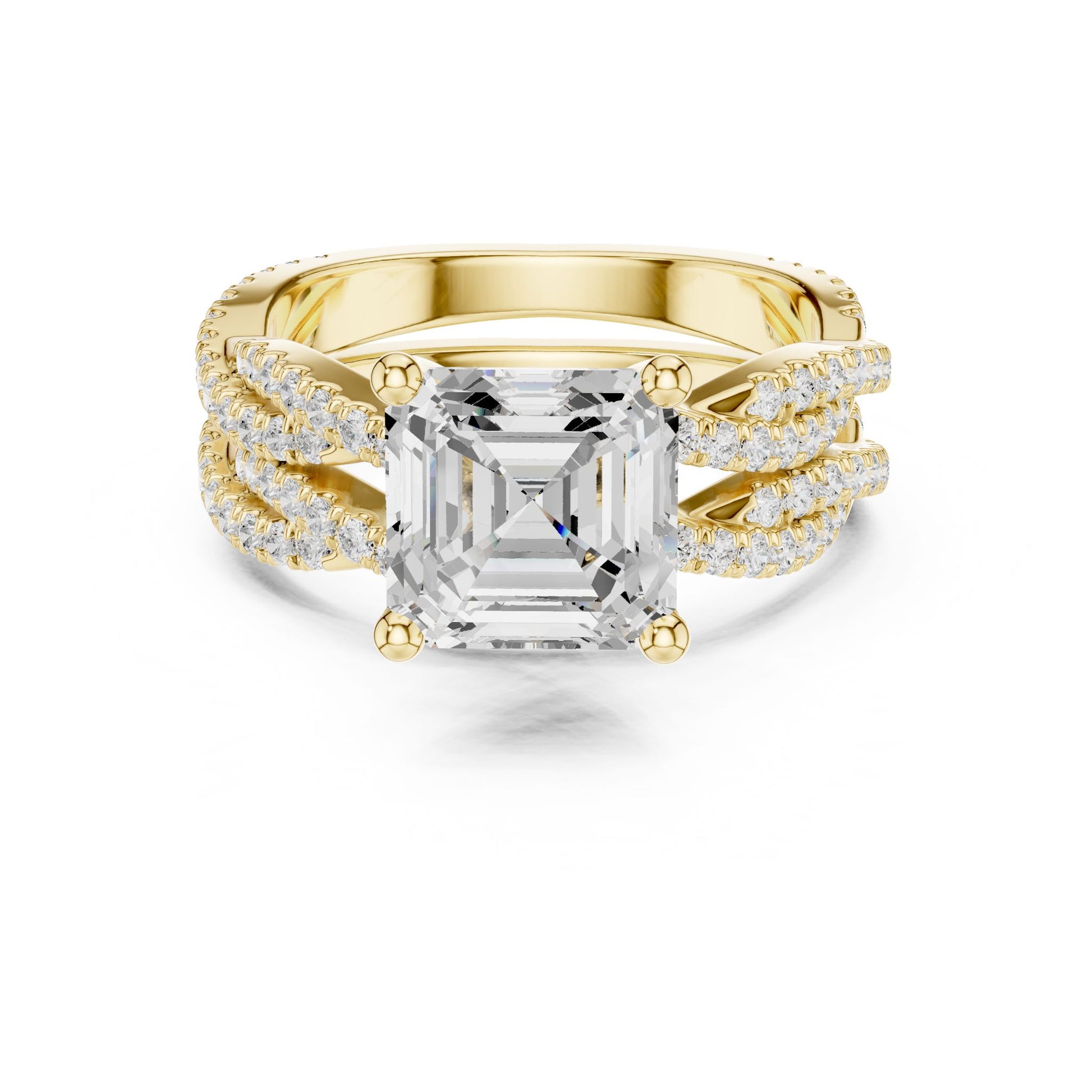 Emerald Lab Grown Diamond Side-Stone Engagement Ring