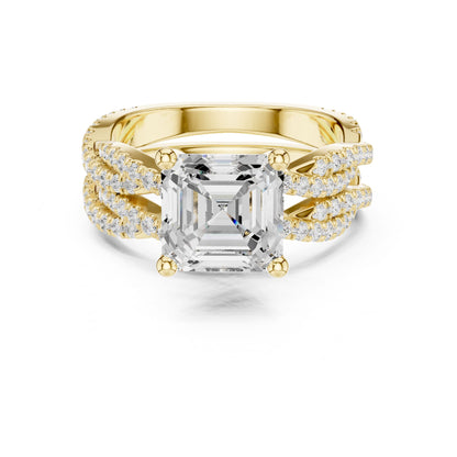 Emerald Lab Grown Diamond Side-Stone Engagement Ring