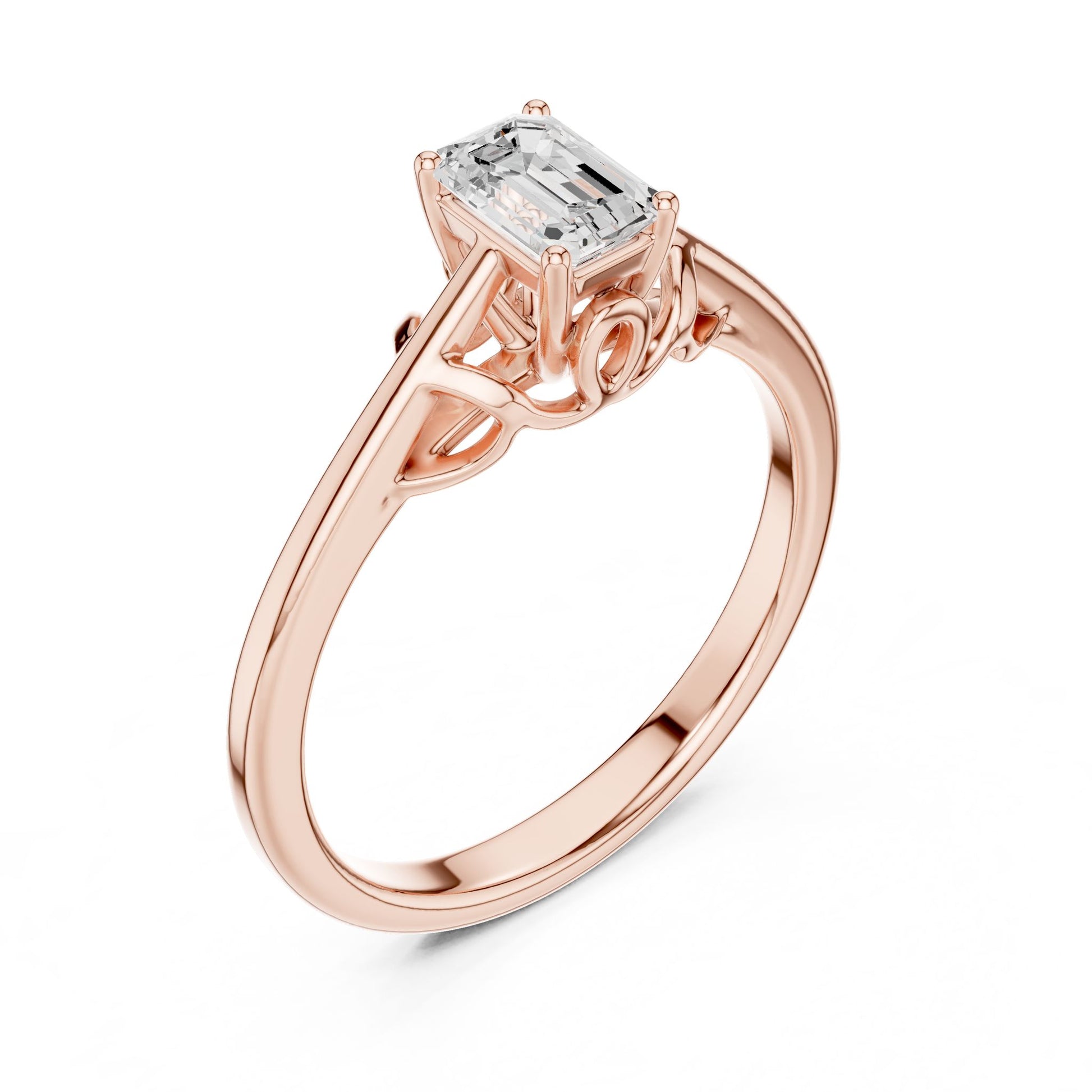 Emerald Lab Grown Diamond Solitaire Engagement Ring