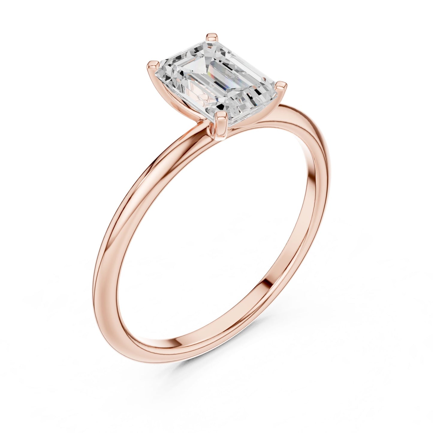 Emerald Lab Grown Diamond Solitaire Engagement Ring