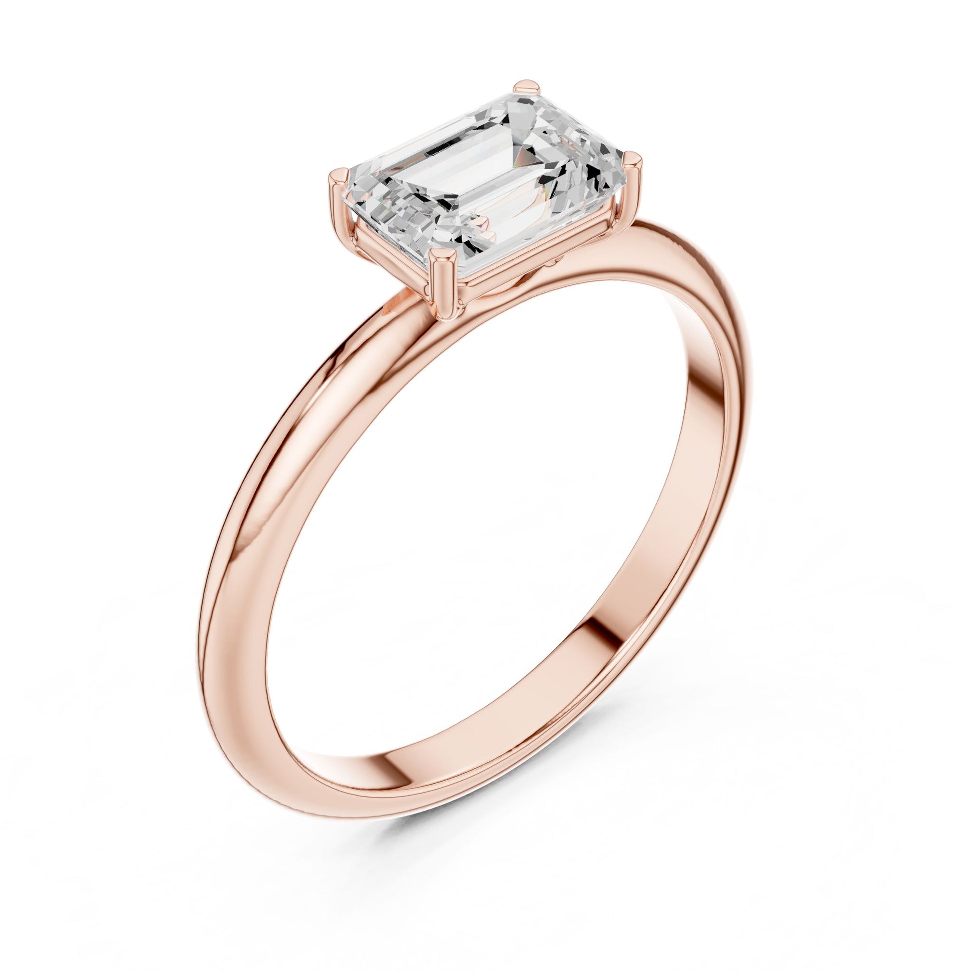 Emerald Lab Grown Diamond Solitaire Engagement Ring