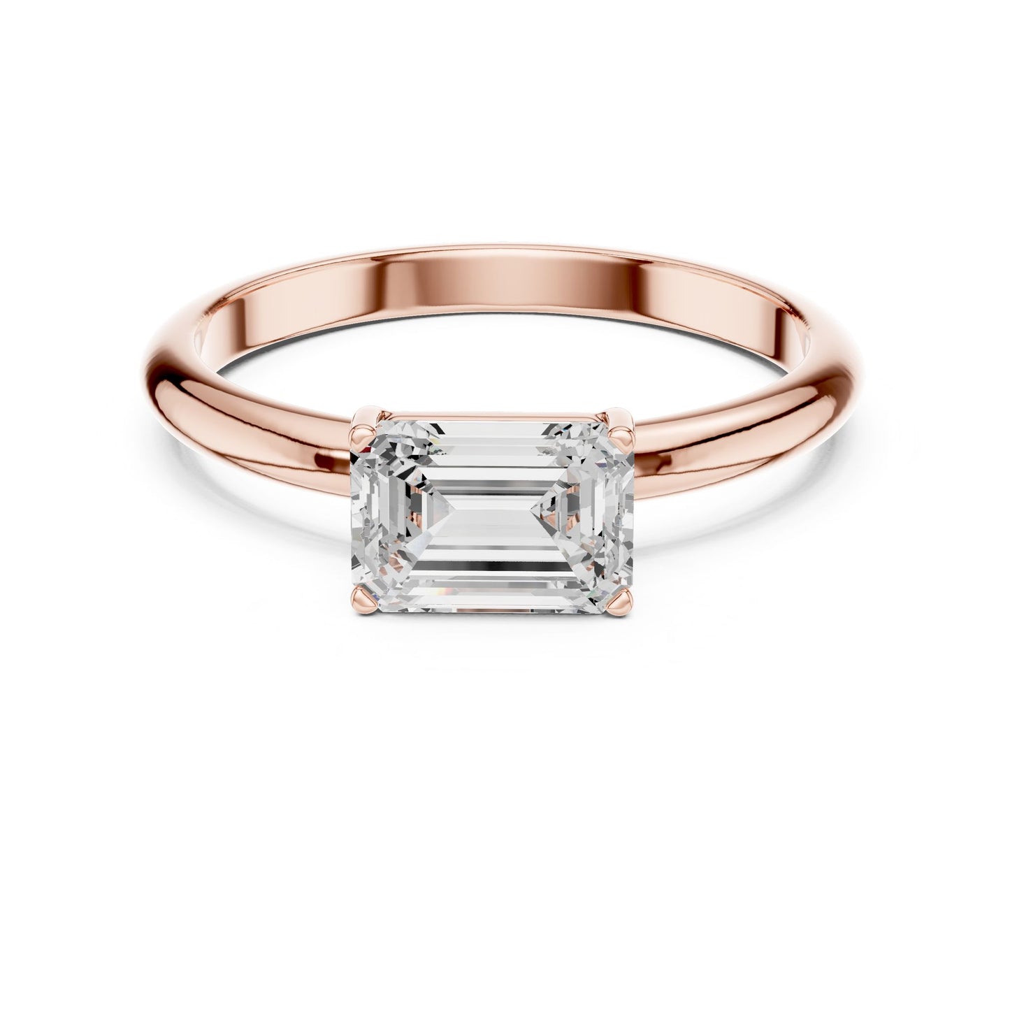 Emerald Lab Grown Diamond Solitaire Engagement Ring