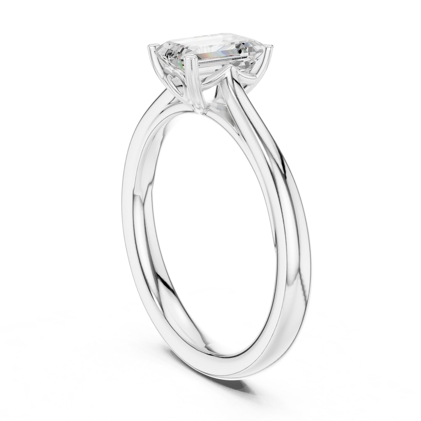 Emerald Lab Grown Diamond Solitaire Engagement Ring