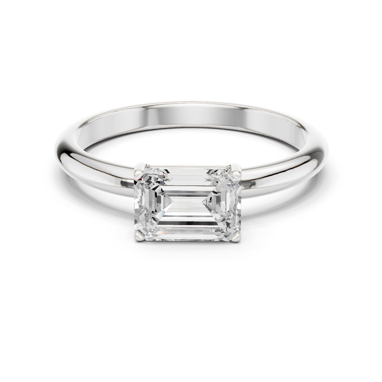 Emerald Lab Grown Diamond Solitaire Engagement Ring