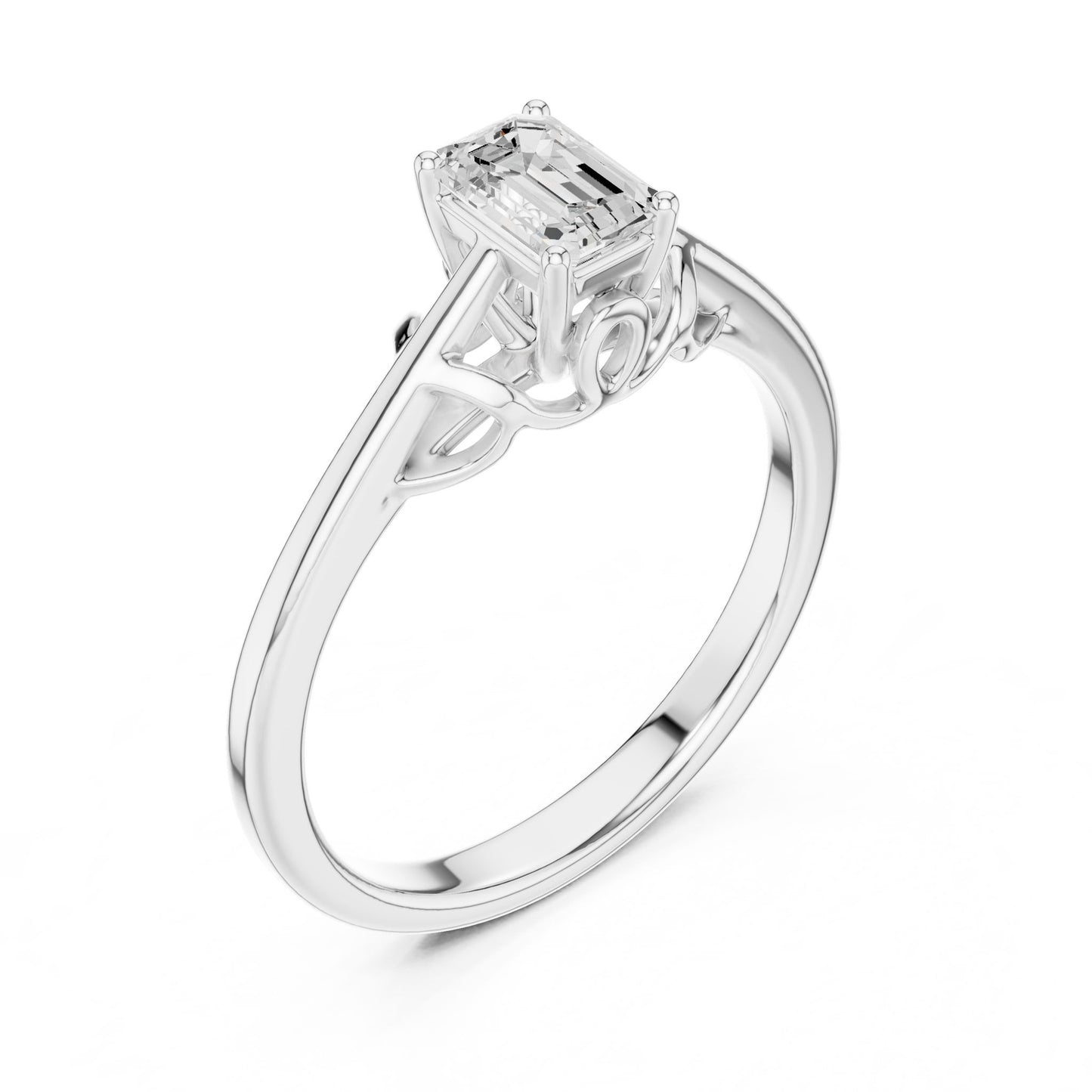 Emerald Lab Grown Diamond Solitaire Engagement Ring