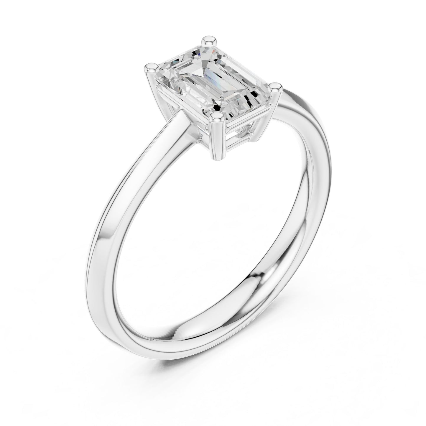 Emerald Lab Grown Diamond Solitaire Engagement Ring