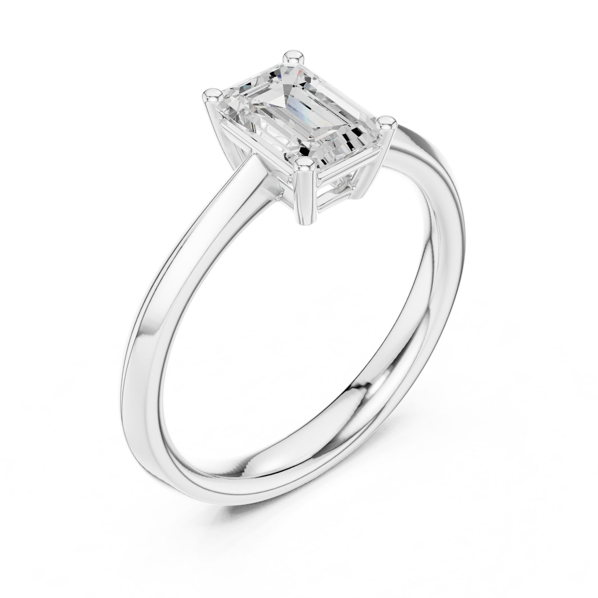 Emerald Lab Grown Diamond Solitaire Engagement Ring