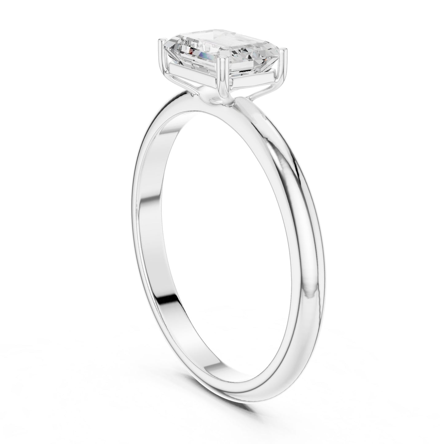 Emerald Lab Grown Diamond Solitaire Engagement Ring